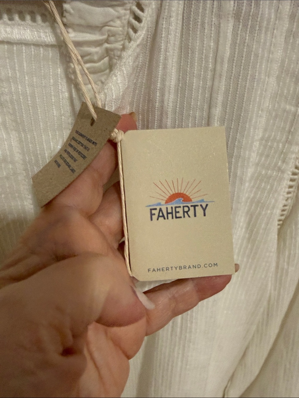 Faherty Ivory Ruffled Button-Front Blouse - Picture 6 of 7